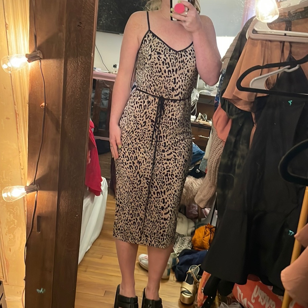 Cheetah Pleated Midi Slip Dress